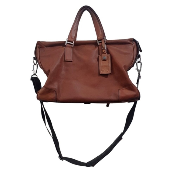 Tumi Beacon Hill Irving Slim Briefs Business Tan Leather Messenger Bag - Picture 2 of 16